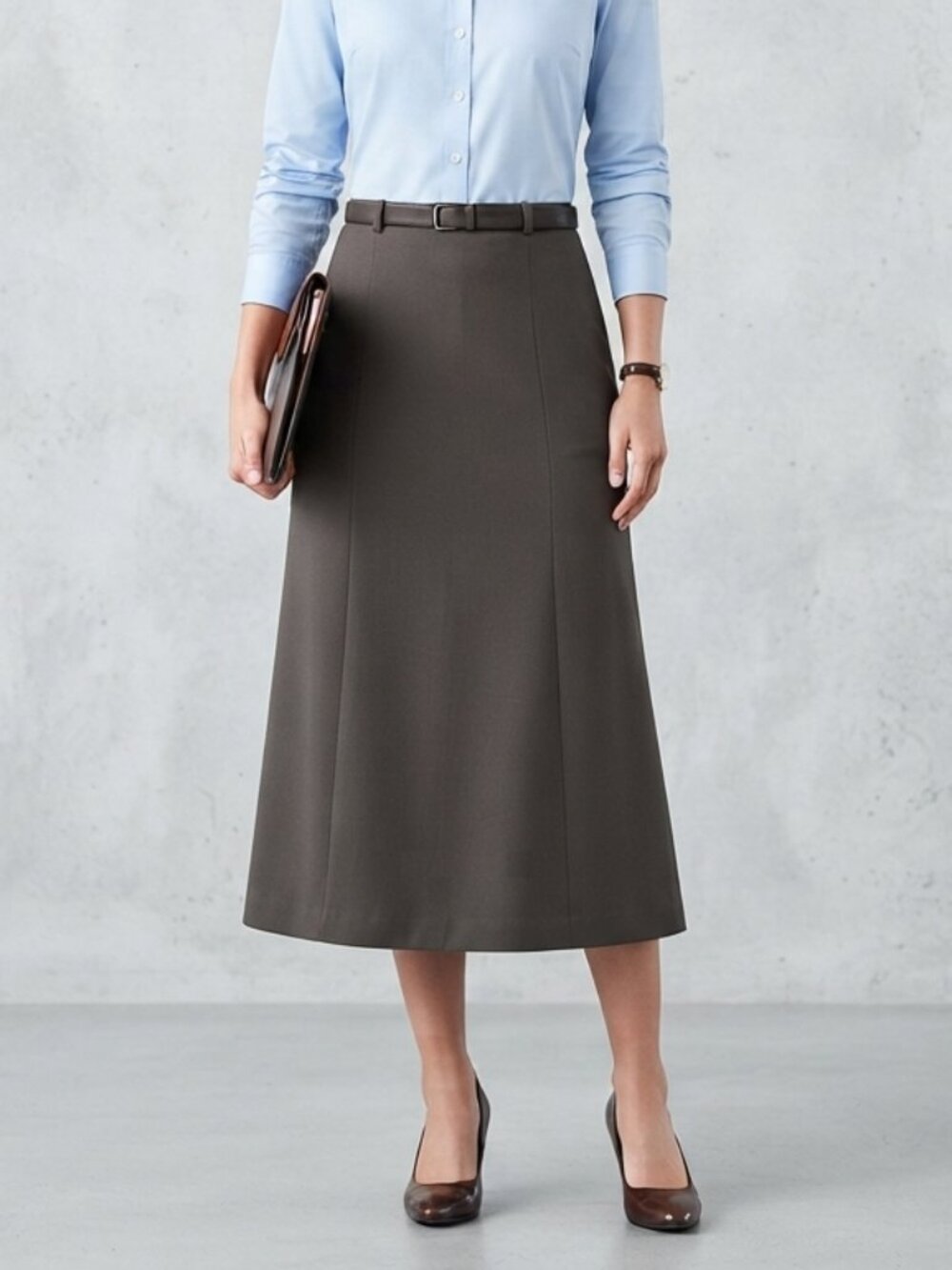 Sag Harbor Midi Pencil Skirt Women Brown Retro Modest Business Casual Size 4P